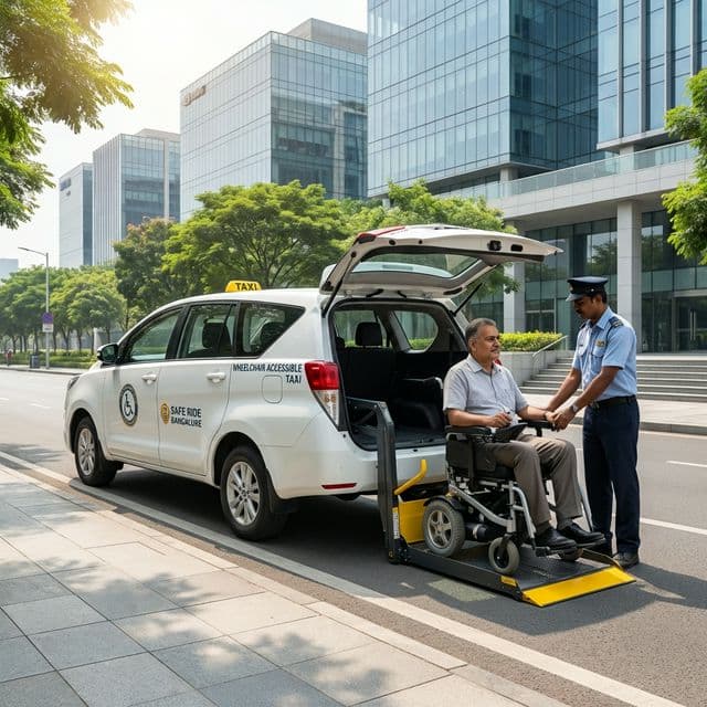 Wheelchair accessible taxi with automatic hydraulic lift in Bangalore